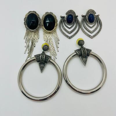 Lot 15: Silvertone Fashion Earrings by Jonette Jewelry and More (90's Large)