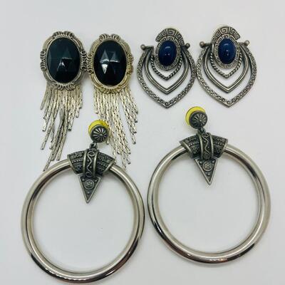 Lot 15: Silvertone Fashion Earrings by Jonette Jewelry and More (90's Large)