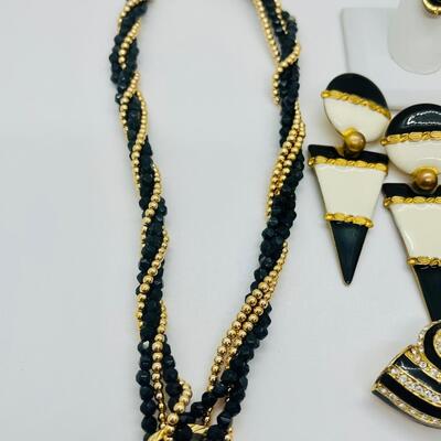Lot 18: Black and Goldtone Chunky Costume Jewelry- Don Lin and more