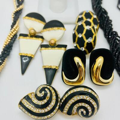 Lot 18: Black and Goldtone Chunky Costume Jewelry- Don Lin and more