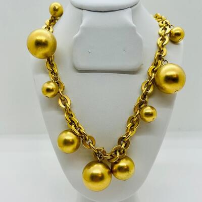Lot 19: Vintage Givenchy Signed Set, Satin Finish Goldtone Jewelry lot