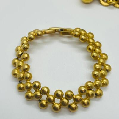 Lot 19: Vintage Givenchy Signed Set, Satin Finish Goldtone Jewelry lot