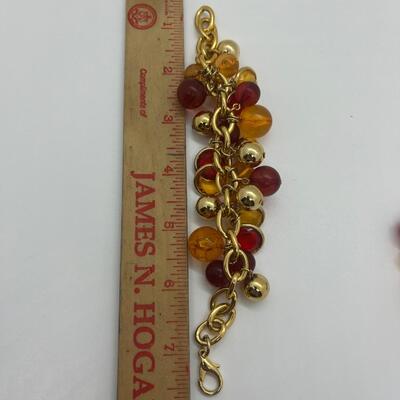 Lot 21: Faux Red/Amber Goldtone Choker and Bracelet (Lightweight, Summer Perfect)