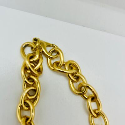Lot 21: Faux Red/Amber Goldtone Choker and Bracelet (Lightweight, Summer Perfect)