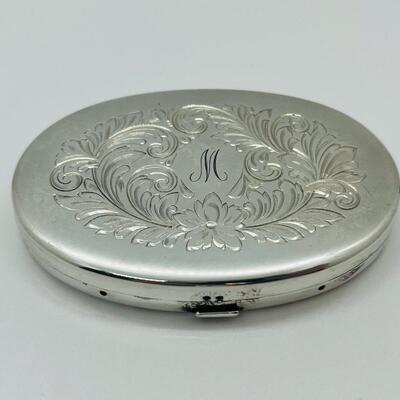 Lot 22: Vintage Sterling Silver Compact Engraved letter M
