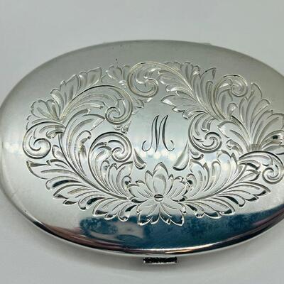 Lot 22: Vintage Sterling Silver Compact Engraved letter M