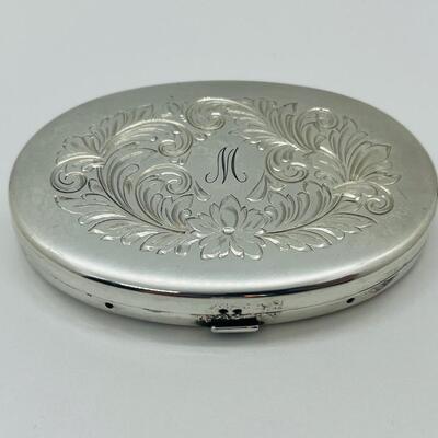 Lot 22: Vintage Sterling Silver Compact Engraved letter M