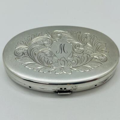 Lot 22: Vintage Sterling Silver Compact Engraved letter M