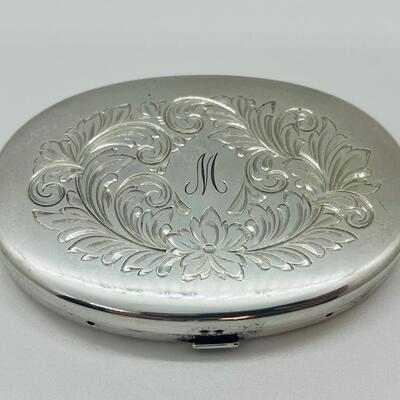Lot 22: Vintage Sterling Silver Compact Engraved letter M