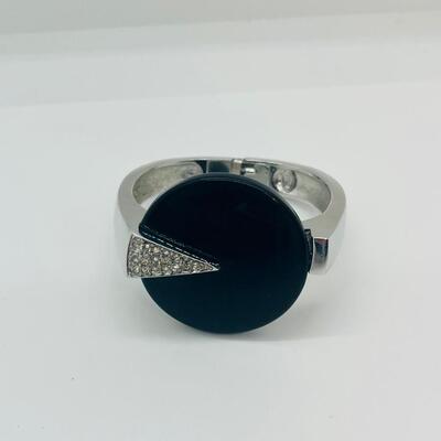 Lot 29: HTF Art Deco Vintage Trifari Set: Black and Rhinestone, Geometric, Unique Clasp and another bracelet Crown Trifari bangle