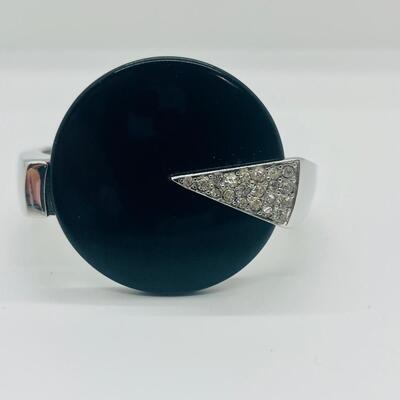 Lot 29: HTF Art Deco Vintage Trifari Set: Black and Rhinestone, Geometric, Unique Clasp and another bracelet Crown Trifari bangle