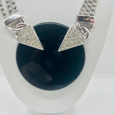 Lot 29: HTF Art Deco Vintage Trifari Set: Black and Rhinestone, Geometric, Unique Clasp and another bracelet Crown Trifari bangle