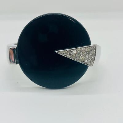 Lot 29: HTF Art Deco Vintage Trifari Set: Black and Rhinestone, Geometric, Unique Clasp and another bracelet Crown Trifari bangle