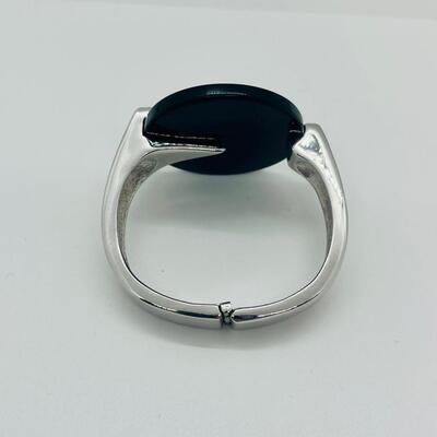 Lot 29: HTF Art Deco Vintage Trifari Set: Black and Rhinestone, Geometric, Unique Clasp and another bracelet Crown Trifari bangle