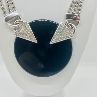 Lot 29: HTF Art Deco Vintage Trifari Set: Black and Rhinestone, Geometric, Unique Clasp and another bracelet Crown Trifari bangle