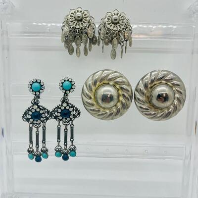 Lot 32: Vintage Silvertone and Beaded Earrings