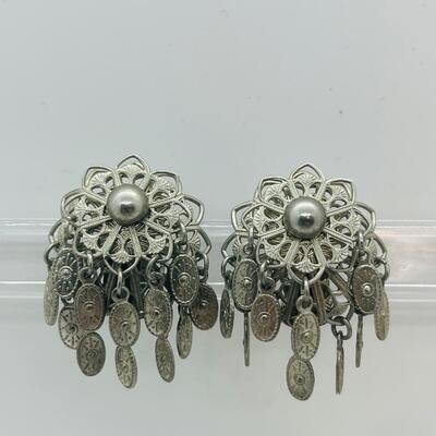 Lot 32: Vintage Silvertone and Beaded Earrings