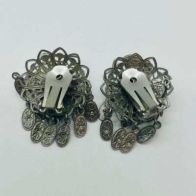 Lot 32: Vintage Silvertone and Beaded Earrings