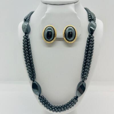 Lot 34: Hematite Necklace and Clip on Earrings Set