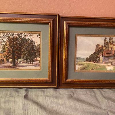 Two framed vintage prints, old world theme