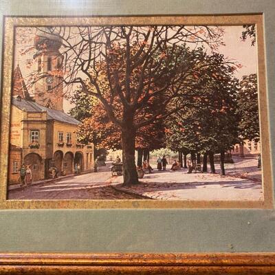 Two framed vintage prints, old world theme