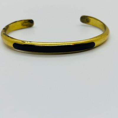 Lot 38: Vintage Cuff Bracelets w/ Green and Purple Inlay (70s/80s look)