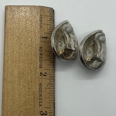 Lot 40: Silvertone and Faux Pearl Earrings