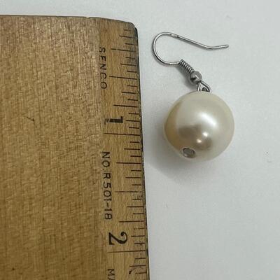 Lot 40: Silvertone and Faux Pearl Earrings