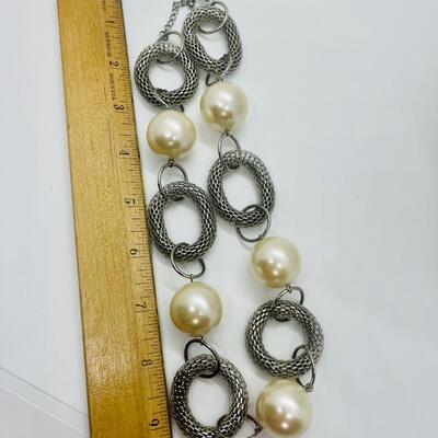 Lot 37: Beaded and Faux Pearl Silvertone Necklaces