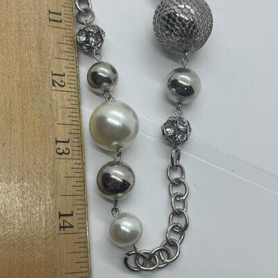 Lot 37: Beaded and Faux Pearl Silvertone Necklaces