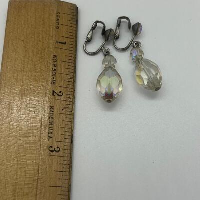 Lot 44: Vintage Aurora Borealis Beaded Clip on Earrings