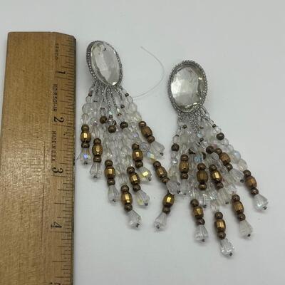 Lot 44: Vintage Aurora Borealis Beaded Clip on Earrings