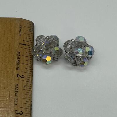 Lot 44: Vintage Aurora Borealis Beaded Clip on Earrings