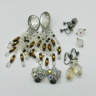 Lot 44: Vintage Aurora Borealis Beaded Clip on Earrings