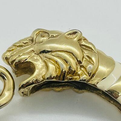 Lot 45: Vintage 70's Donald Stannard Tiger Enamel & Goldtone Spring Hinged Bracelet