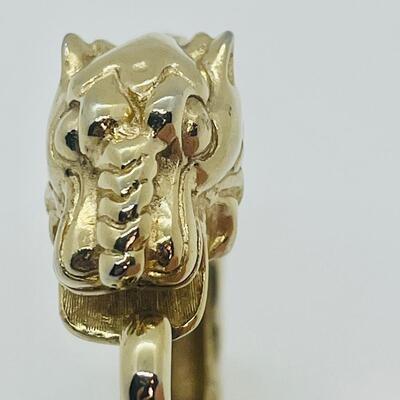 Lot 45: Vintage 70's Donald Stannard Tiger Enamel & Goldtone Spring Hinged Bracelet