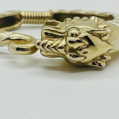 Lot 45: Vintage 70's Donald Stannard Tiger Enamel & Goldtone Spring Hinged Bracelet