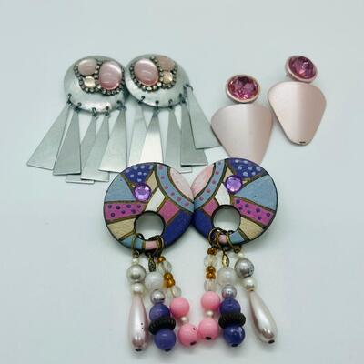 Lot 47: Vintage 80's-90's Style Pierced Pink/Pastels Earrings