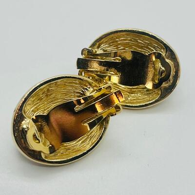 Lot 50: Vintage Costume Bracelet w/Safety Latch/ Multicolor Cabachons/Rhinestone w/ Matching Clip-on Earrings