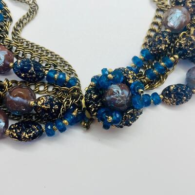 Lot 52: Vintage Hattie Carnegie Multi Strand Beaded Necklace (Blues. Pinks, Purples, Versatile)