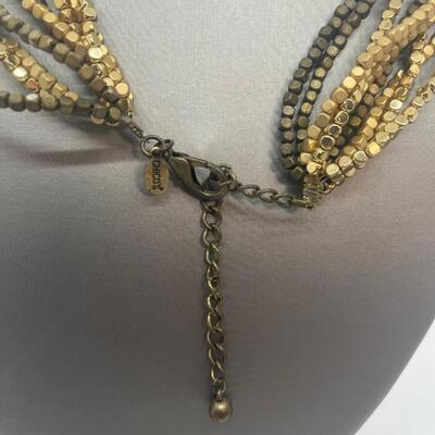 Lot 53: Earth-tone Beaded Necklace/ Earring Set & "Blingy" Beaded Multi Strand Necklace