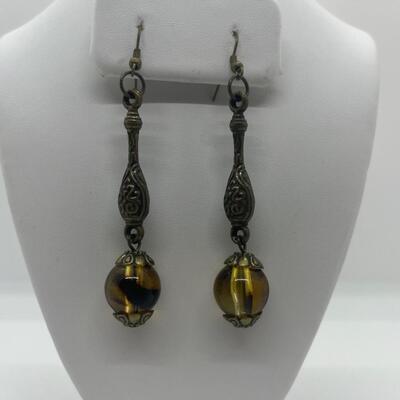 Lot 53: Earth-tone Beaded Necklace/ Earring Set & "Blingy" Beaded Multi Strand Necklace