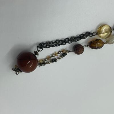 Lot 53: Earth-tone Beaded Necklace/ Earring Set & "Blingy" Beaded Multi Strand Necklace