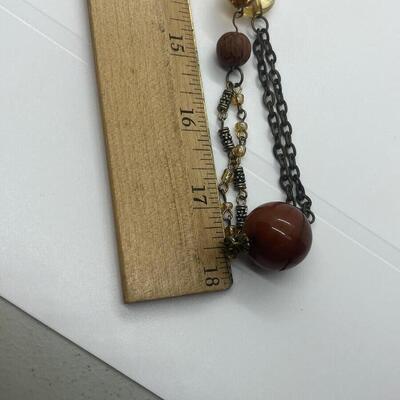Lot 53: Earth-tone Beaded Necklace/ Earring Set & "Blingy" Beaded Multi Strand Necklace