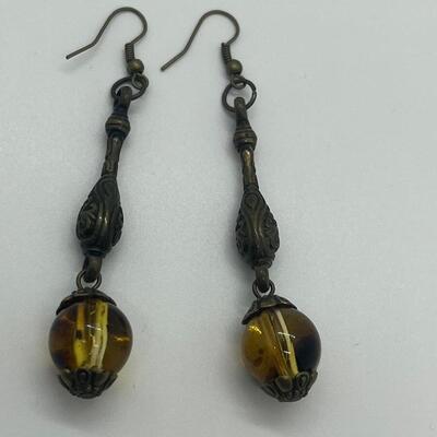 Lot 53: Earth-tone Beaded Necklace/ Earring Set & "Blingy" Beaded Multi Strand Necklace