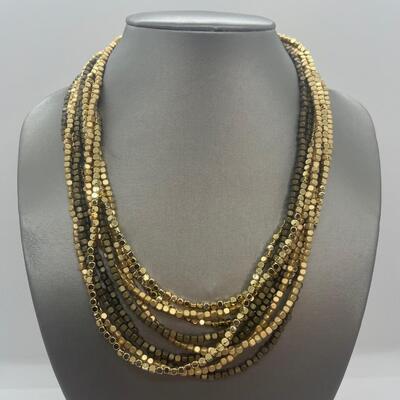 Lot 53: Earth-tone Beaded Necklace/ Earring Set & "Blingy" Beaded Multi Strand Necklace