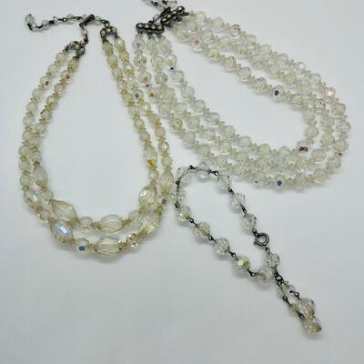 Lot 55: Vintage Art Deco Glass Beaded,Aurora Borealis, Multi Strand Necklaces & Bracelet
