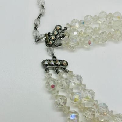 Lot 55: Vintage Art Deco Glass Beaded,Aurora Borealis, Multi Strand Necklaces & Bracelet