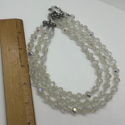Lot 55: Vintage Art Deco Glass Beaded,Aurora Borealis, Multi Strand Necklaces & Bracelet