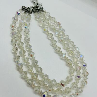 Lot 55: Vintage Art Deco Glass Beaded,Aurora Borealis, Multi Strand Necklaces & Bracelet